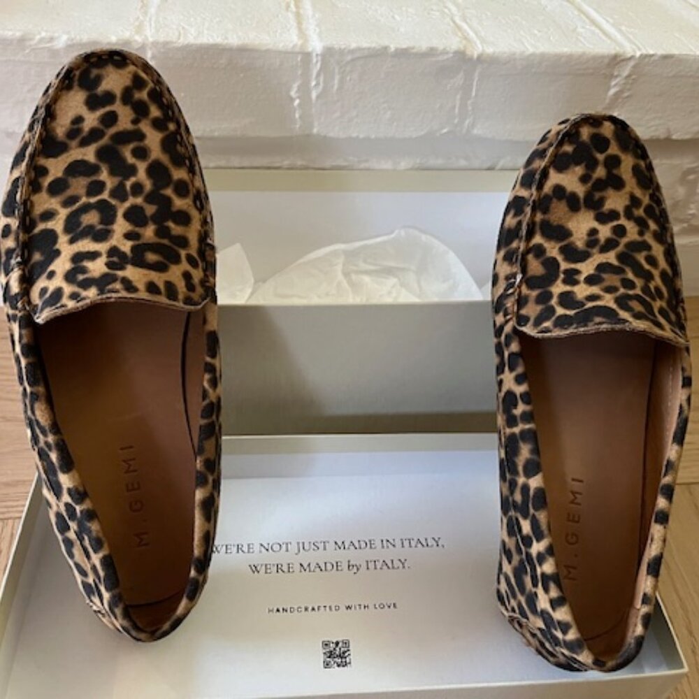 M. Gemi Felize  Leopard Suede Driving Moccasins  - size 39